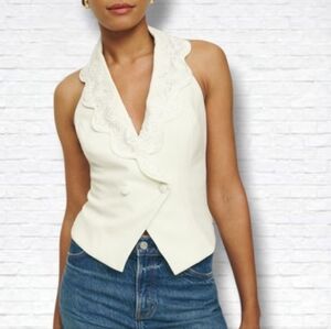 Reformation Primrose Vest White Halter Neck Size 12 NWT